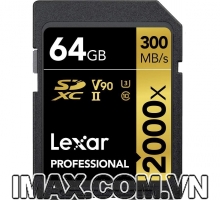 Lexar SDXC 64GB UHS-II, 2000X-300MB/s, Kèm Đầu đọc thẻ UHS-II