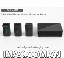 Mic thu âm Boya BY-XM6-K2 Ultracompact 2.4GHz Dual-channel Wireless Microphone System