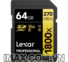 Thẻ nhớ Lexar® Professional 1800x SDXC™ UHS-II Card GOLD 64GB