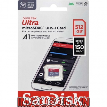 Thẻ nhớ MicroSD 512GB Sandisk Ultra A1 150 MB/s (Bản mới nhất 2023)