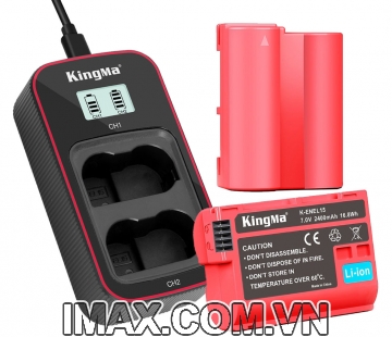 Bộ 2 pin 1 sạc đôi Kingma for Nikon EN-EL15 Dung lượng 2400mAh
