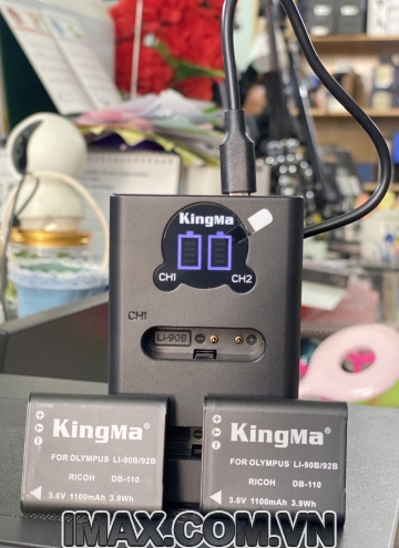 Bộ 2 pin 1 Sạc KINGMA Li90/Li92/Li-90B cho máy ảnh Olympus