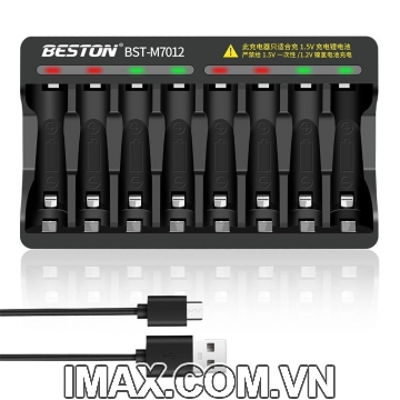Sạc pin 8 khe AA/AAA 1.5v Beston M7012 sạc nhanh tự ngắt cao cấp ( chỉ dành cho pin Li-ion 1.5V)